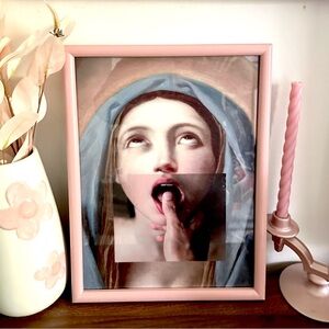 Renaissance Woman Sexy Art Print Canvas Wall Art Print Pink Framed Modern Mashup